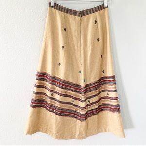 Tan Embroidered A Line Southwestern Skirt Sz Small